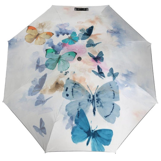 Butterfly umbrella, 3-fold auto open/close. Waterproof and windproof for travel, gifts for men women family and friends.