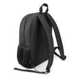 Black kids' backpack with side pockets, perfect for school or travel, made of durable Oxford cloth.