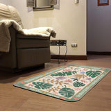 Desert color entrance door mat with tropical leaf design, ideal for indoor/outdoor use, adding a welcoming touch.