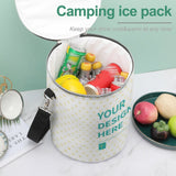 Customizable camping ice pack with YOUR DESIGN HERE print, leak proof cooler bag for travel and picnic