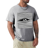 Men's light gray crew neck t-shirt with eye graphic. Comfortable cotton tee by MyArtsyGift, perfect for everyday wear