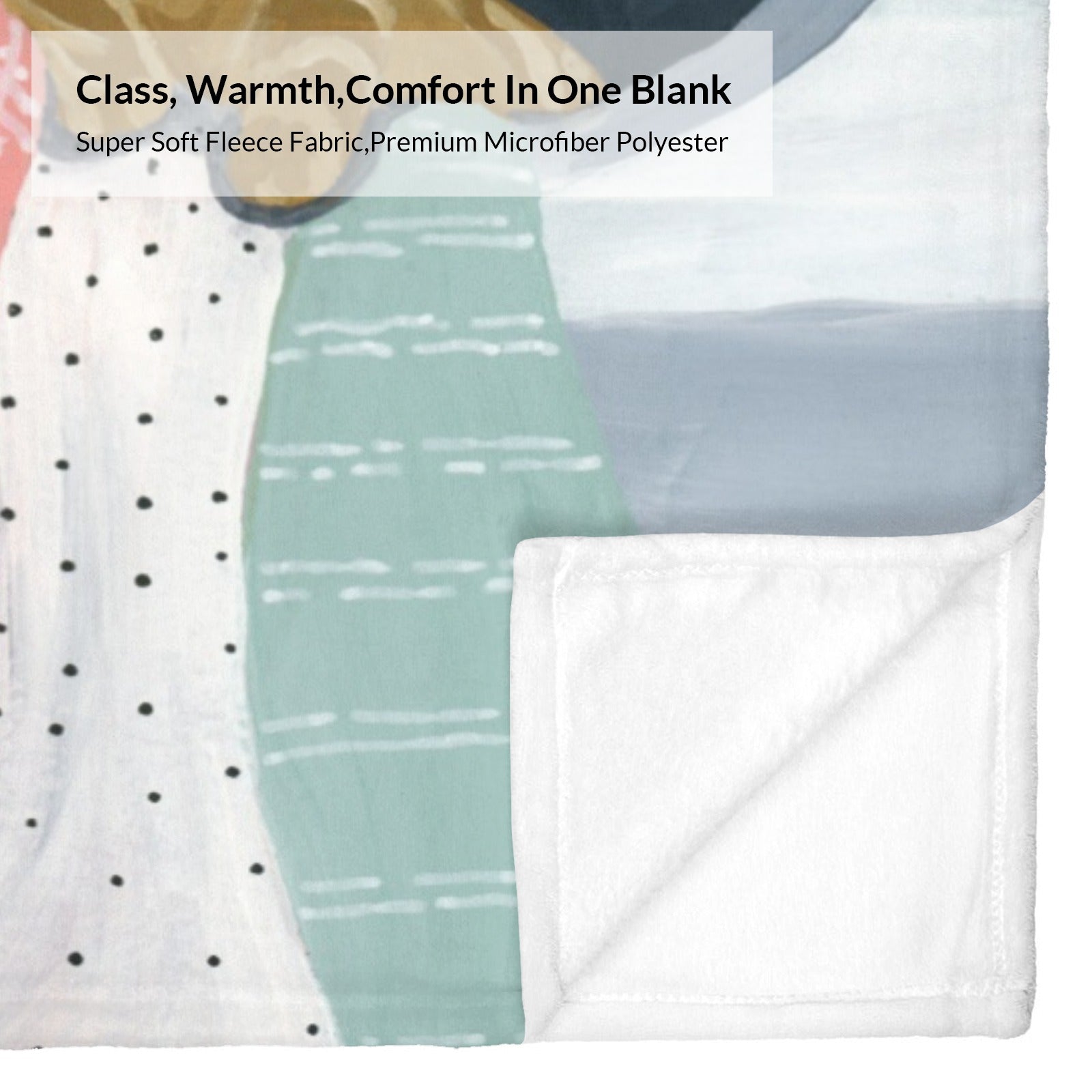 Soft fleece blanket with abstract design, offering warmth and comfort, made of premium microfiber polyester.