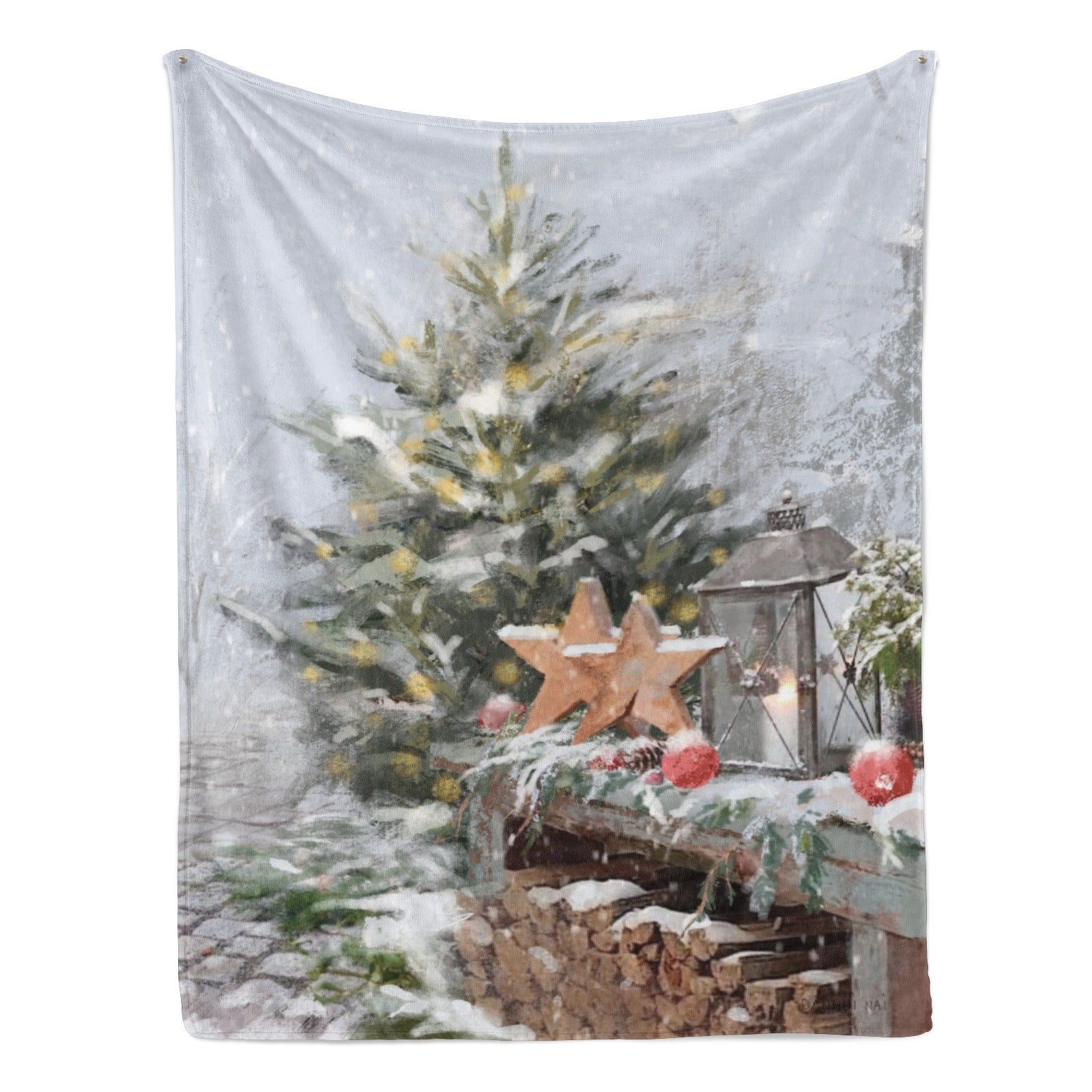 Winter season Christmas tree blanket with cozy winter design