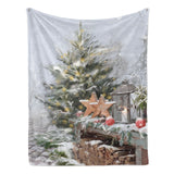 Winter season Christmas tree blanket with cozy winter design