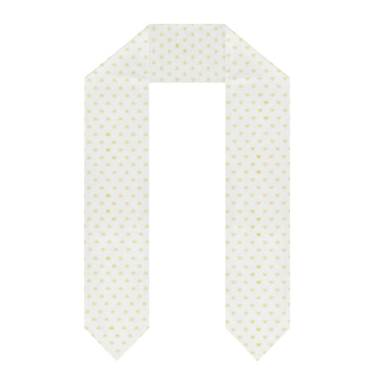 White graduation stole with yellow heart pattern, perfect graduation gift.