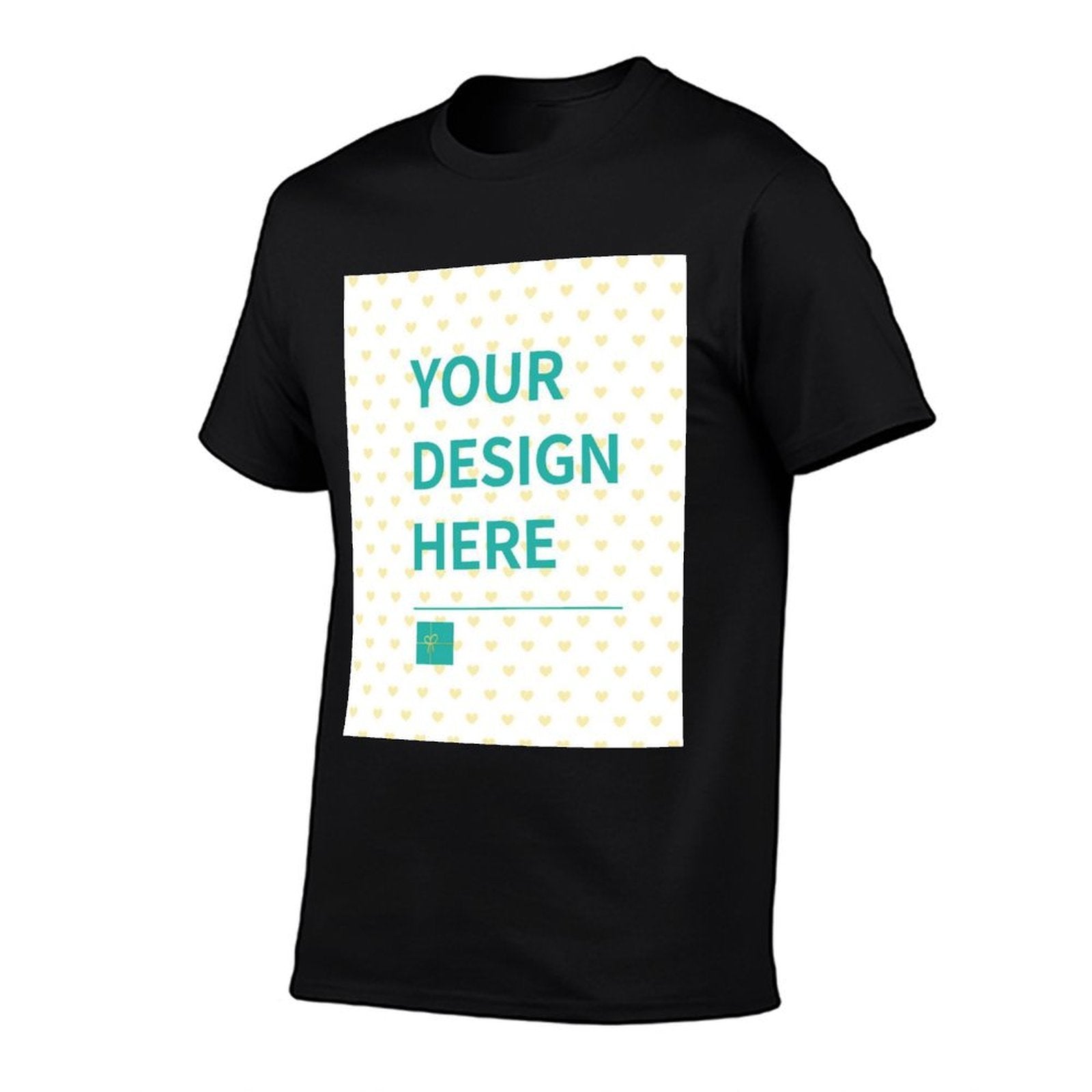 Men's cotton t-shirt with customizable design area, perfect summer tee, featuring 'YOUR DESIGN HERE' print.