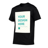 Men's cotton t-shirt with customizable design area, perfect summer tee, featuring 'YOUR DESIGN HERE' print.