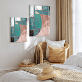 Modern canvas wall art, abstract teal and brown painting, home decor