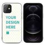 iPhone 12 Series Custom Case with Your Design Here text and heart pattern, available at MyArtsyGift