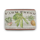 Coral Velvet Bath Rug with Farm Fresh Vegetables - Radishes, Snap Peas, Carrots - Non Slip
