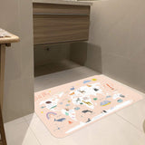 World Map doormat with cute animal illustrations for indoor/outdoor use, rubber floor mat for bathroom decoration.