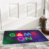 Game On doormat, neon game design entrance mat, indoor/outdoor rubber floor mat.