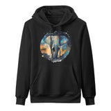 Elephant Astro Cruise Gildan Men's Hooded Sweatshirt - Black Cotton Hoodie with Elephant Design