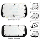Customizable car seat cover showing backrest and cushion views with personalized design options for car SUV truck