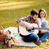 Personalized outdoor picnic blanket with couple, guitar, and picnic essentials, featuring 'YOUR DESIGN HERE' text.