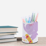 Elephant design PU leather pen holder with "BE UNIQUE" for office, school, and home stationery.