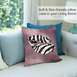 Zebra lips pillow cover on sofa, soft, skin-friendly short plush, perfect for living room decoration, home decor