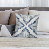 MyArtsyGift - Mosaic pattern throw pillow cover, blue and gray design for sofa and couch. Soft plush material, decorative.