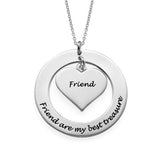 Personalized Silver Heart Necklace with Friend Engraving - Custom Gifts for Women and Men
