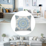 Throw pillow cover featuring blue and green mandala design. Home sofa decor short plush pillow case.