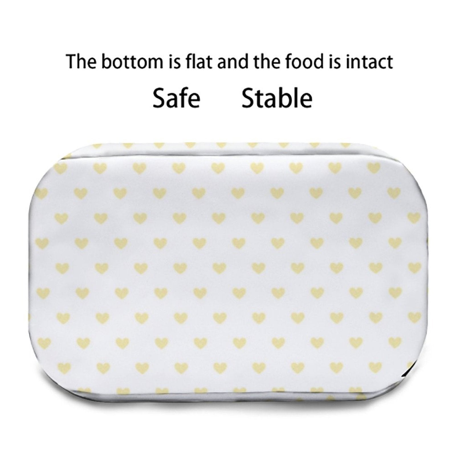 White lunch bag with yellow hearts, flat bottom, safe and stable, reusable meal bag