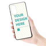 Personalized Samsung phone case with YOUR DESIGN HERE template, heart pattern, ideal for custom photo designs