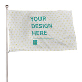 Customizable flag with 'YOUR DESIGN HERE', heart pattern, outdoor decor, made of polyester fabric