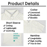 Custom short sleeve button-down shirt with heart pattern, personalized design, featuring YOUR DESIGN HERE