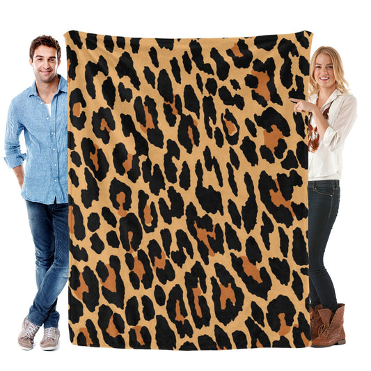 Animal Skin Flannel Blanket Made In USA - Leopard print, cozy and warm blanket for home.