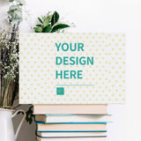 Customizable canvas print with "YOUR DESIGN HERE" text; personalized wall art for MyArtsyGift.com.