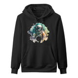 Black Astro Cruise Hooded Sweatshirt featuring Ben Heine astronaut artwork, cotton material, for men