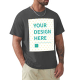 Men's dark gray t-shirt with customizable 'YOUR DESIGN HERE' design, comfortable cotton fabric, MyArtsyGift