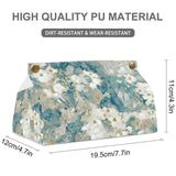 PU tissue box cover with floral art. High quality, wear-resistant, rectangular holder for bathroom, kitchen or office.