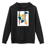 Men's black Stick Hooded Sweatshirt with mid-century geometric design, made in USA, featuring Wild Apple art