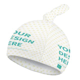 Custom Baby Beanie Hat with personalized design in white flannel fabric