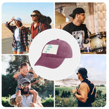 Custom burgundy baseball cap with 'YOUR DESIGN HERE' design, ideal for personalized gifts, shown in different scenarios