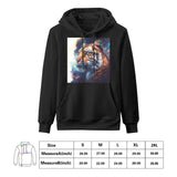 Majestic Tiger Astro Cruise Black Hoodie. Cotton sweatshirt with cosmic tiger design for men. Multiple sizes.