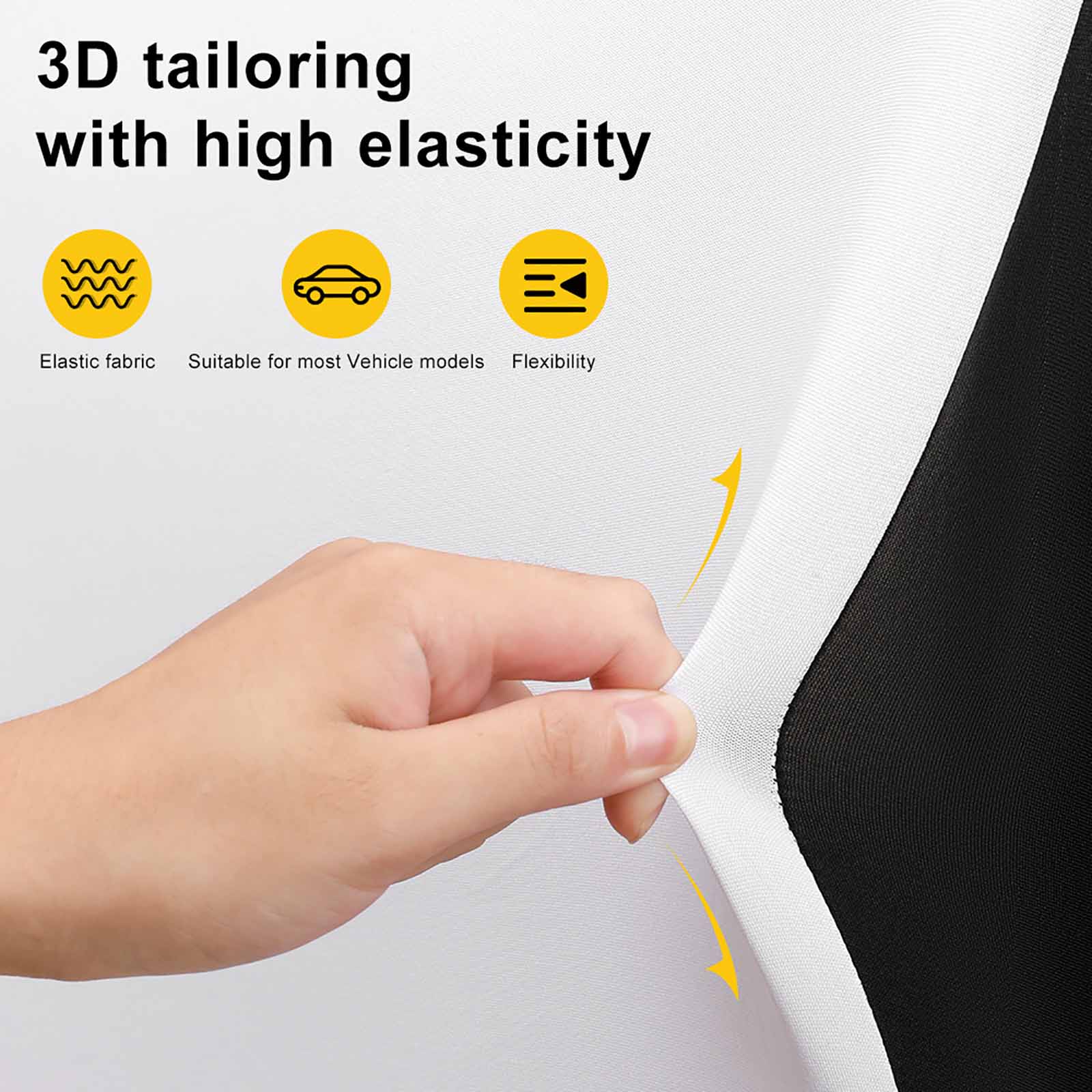 Car seat cover with elastic fabric for universal fit and flexibility, designed for cars, SUVs, and trucks.