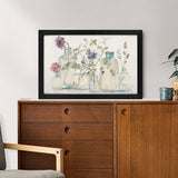 Canvas print floral art with black frame, ideal for home decor. Watercolor art blossoms on canvas, personalized gift option