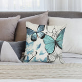 Blue butterfly plush pillow cover, soft fluffy decorative pillow for sofa, living room decor, short plush material