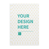 Custom canvas print with 'YOUR DESIGN HERE' text, heart pattern background, personalized wall art from MyArtsyGift