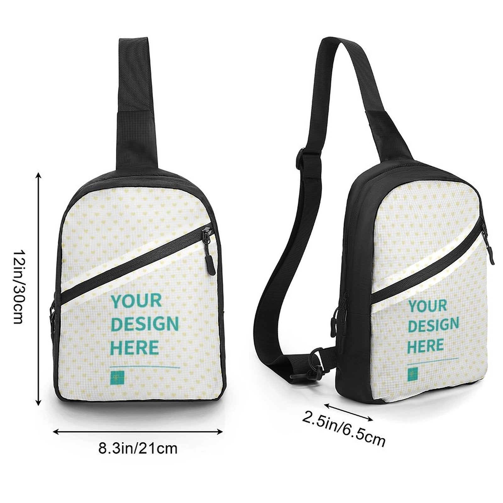 Customizable sling bag with heart pattern, personalized crossbody backpack for men and women - MyArtsyGift.com