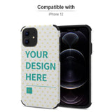 Custom iPhone 12 case for iPhone 12 with heart pattern and personalized design text.
