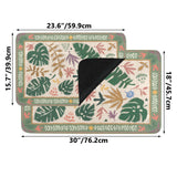 Desert color rubber floor mat with tropical leaf design, ideal for indoor/outdoor use, 23.6x15.7 & 30x18 inches.