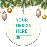 Personalized Christmas ornament with "YOUR DESIGN HERE" text, perfect for custom photo gifts and Christmas tree decor.