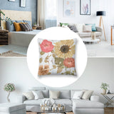Plush throw pillow cover with floral rose and sunflower print, perfect for sofa and couch, home decor.