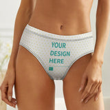 Custom low-rise women's underwear with 'YOUR DESIGN HERE', made of milk silk, soft and breathable fabric.
