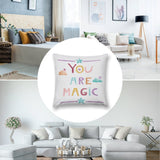 Plush pillow cover with 'YOU ARE MAGIC' text, soft and fluffy, MyArtsyGift home decor accent for couch and living room