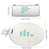 Personalized picnic blanket, waterproof and foldable, with customizable design for outdoor use, text 'YOUR DESIGN HERE'.