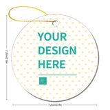 Personalized round ceramic Christmas ornament with YOUR DESIGN HERE text, perfect for custom gifts and Christmas tree decor